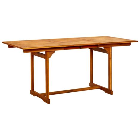 INLIFE Table à dîner de jardin (120-170)x80x75 cm Bois d'acacia massif (1/5)