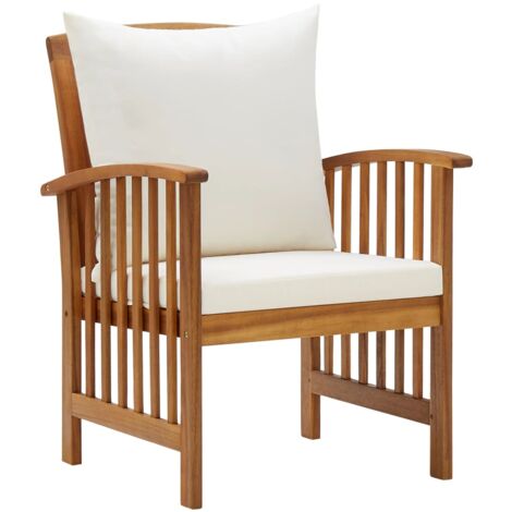 INLIFE Chaises de jardin avec coussins 2 pcs Bois d'acacia massif (1/5)