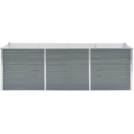 INLIFE Lit surélevé de jardin Acier galvanisé 240x80x77 cm Gris (1/5)