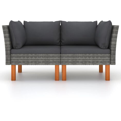 INLIFE Canapés d'angle 2pcs Résine tressée et bois d'eucalyptus massif (1/5)