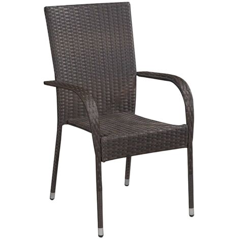 INLIFE Chaises empilables d'extérieur 4 pcs Résine tressée Marron (1/5)