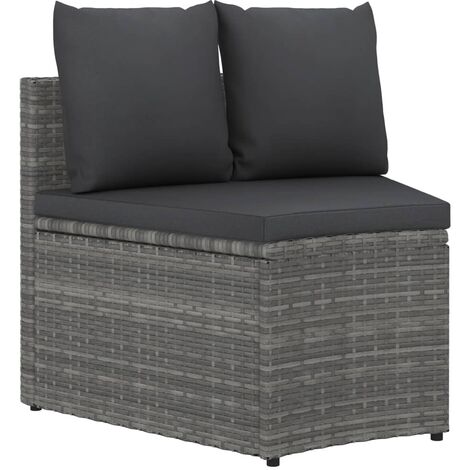 INLIFE Salon de jardin 2 pcs avec coussins Résine tressée Gris (1/5)