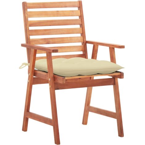 INLIFE Chaises à dîner d'extérieur 3 pcs avec coussins Acacia massif (1/5)