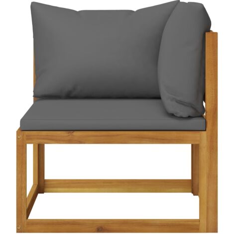 INLIFE Ensemble de canapés 2pcs avec coussins gris foncé Acacia solide (1/5)