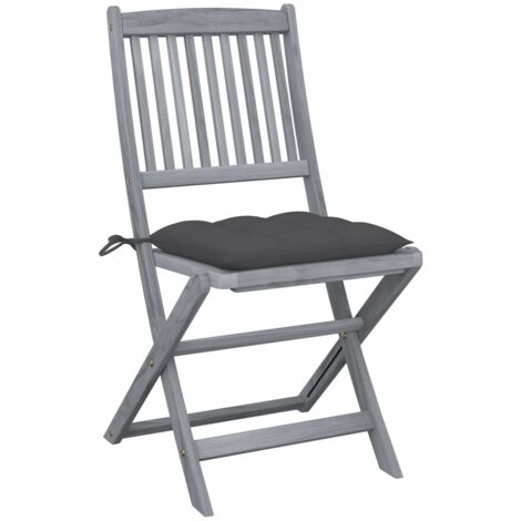 INLIFE Chaises pliables d'extérieur 4 pcs avec coussins Bois d'acacia (1/5)