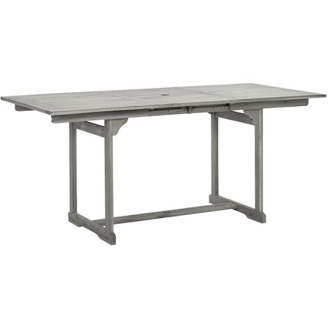 INLIFE Table à dîner de jardin (120-170)x80x75 cm Bois d'acacia massif (1/5)