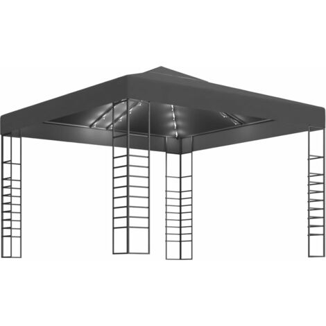 INLIFE Chapiteau de jardin avec lumières LED 3x3 m Anthracite (1/5)