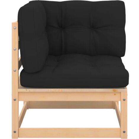 INLIFE Canapés d'angle de jardin 2pcs avec coussins Bois de pin massif (1/5)