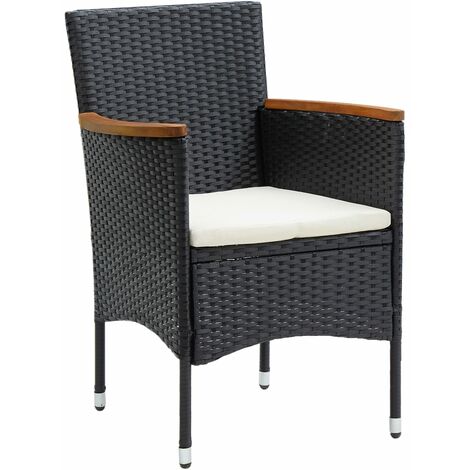 INLIFE Chaises de salle à manger de jardin 4 pcs Résine tressée Noir (1/5)