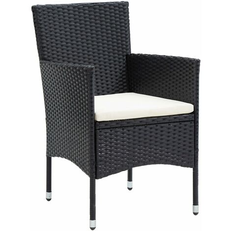 INLIFE Chaises de salle à manger de jardin 4 pcs Résine tressée Noir (1/5)