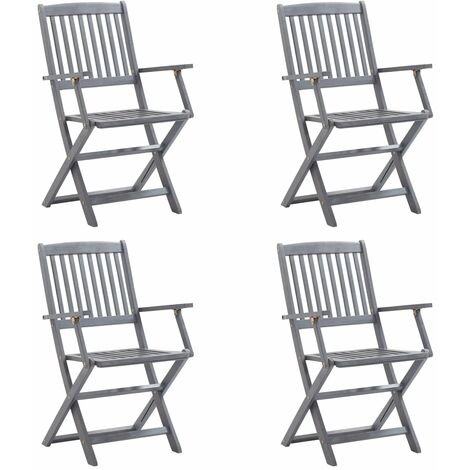 INLIFE Chaises pliables d'extérieur 4 pcs avec coussins Bois d'acacia (1/5)
