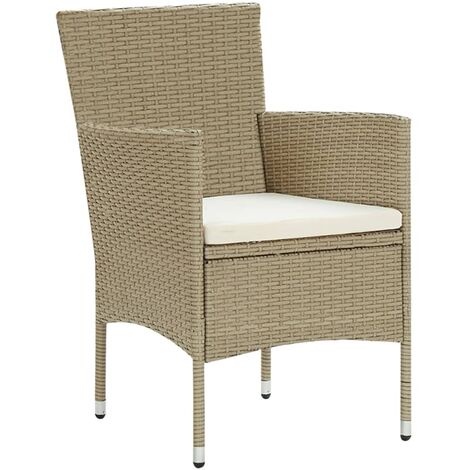 INLIFE Chaises de salle à manger de jardin 4 pcs Résine tressée Beige (1/5)