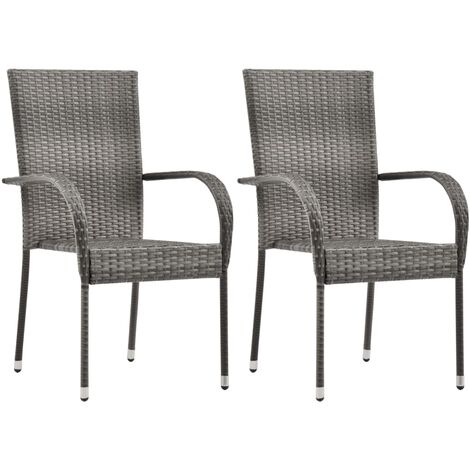 INLIFE Ensemble de salle à manger de jardin 3 pcs Résine tressée Gris (1/5)