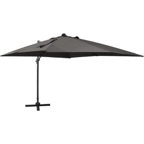 Parasol meuble de jardin déporté avec mât et lumières led 300 cm anthracite (1/5)
