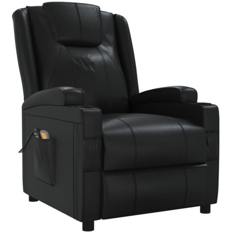 INLIFE Fauteuil de massage inclinable électrique Noir Similicuir (1/5)