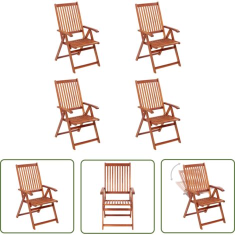 INLIFE Chaises pliables de jardin 4 pcs Bois d'acacia solide (1/5)