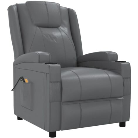 INLIFE Fauteuil de massage inclinable électrique Anthracite Similicuir (1/5)