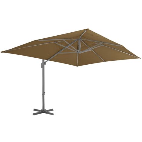 INLIFE Parasol en porte-à-faux avec mât en aluminium 400x300 cm Taupe (1/5)