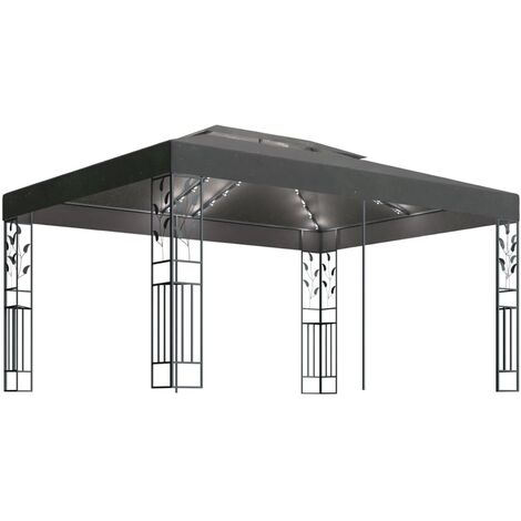 INLIFE Tonnelle avec double toit et lumières LED 3x4 m Anthracite (1/5)
