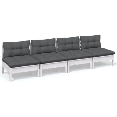 INLIFE Canapé 4 places de jardin avec coussins anthracite Bois de pin (1/5)