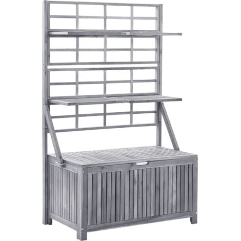 INLIFE Boîte de rangement avec treillis Gris 99x55x160cm Bois d'acacia (1/5)