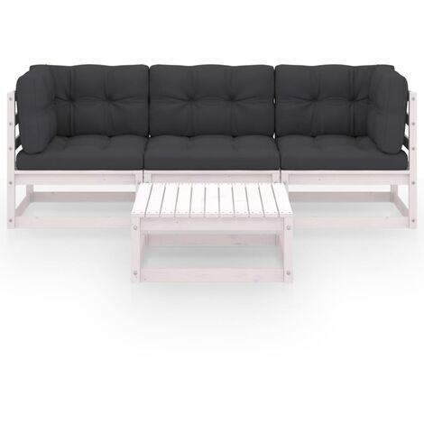 INLIFE Salon de jardin 4 pcs avec coussins Bois de pin massif (1/5)