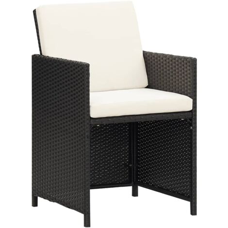 INLIFE Chaises de jardin 4 pcs Résine tressée Noir (1/5)