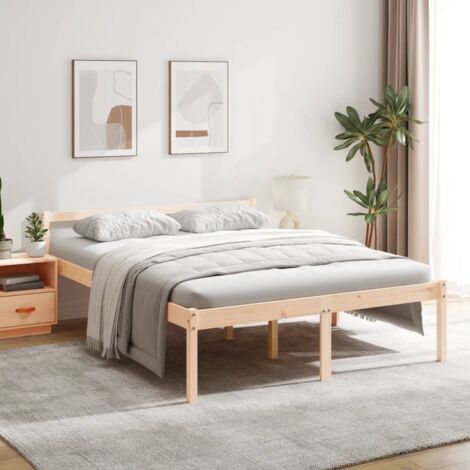 INLIFE Cadre de lit Bois de pin massif 160x200 cm (1/5)
