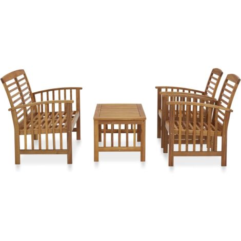 INLIFE Salon de jardin 4 pcs Bois d'acacia solide (1/5)