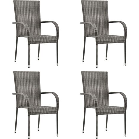 INLIFE Ensemble de salle à manger de jardin 5 pcs Résine tressée Gris (1/5)