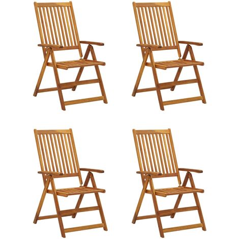 INLIFE Chaises inclinables de jardin 4 pcs avec coussins Bois d'acacia (1/5)