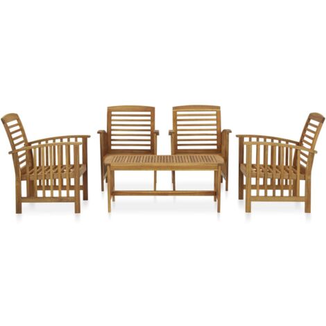 INLIFE Salon de jardin 5 pcs Bois d'acacia massif (1/5)