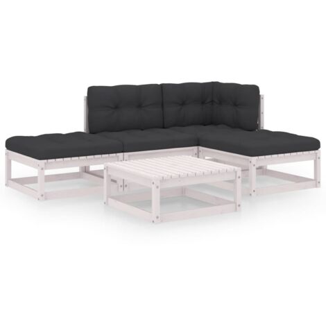 INLIFE Salon de jardin 5 pcs avec coussins Bois de pin massif (1/5)