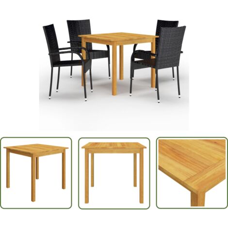 INLIFE Ensemble de salle à manger de jardin 5 pcs Noir (1/5)