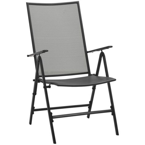 INLIFE Chaises pliables en maille 4 pcs Acier Anthracite (1/5)