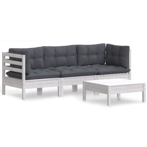 INLIFE Salon de jardin 4 pcs avec coussins anthracite Bois de pin (1/5)