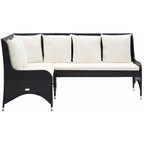 INLIFE Canapés d'angle de jardin 2 pcs Résine tressée Noir (1/5)