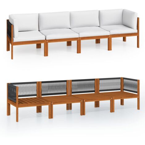 INLIFE Canapé de jardin à 4 places avec coussin Bois d'acacia massif (1/6)