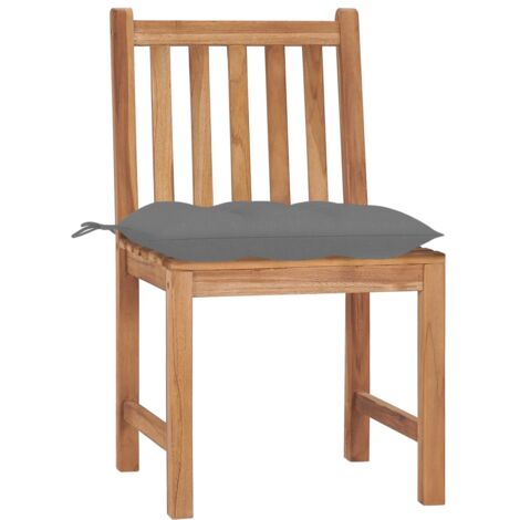 INLIFE Chaises de jardin 4 pcs avec coussins Bois de teck massif (1/5)