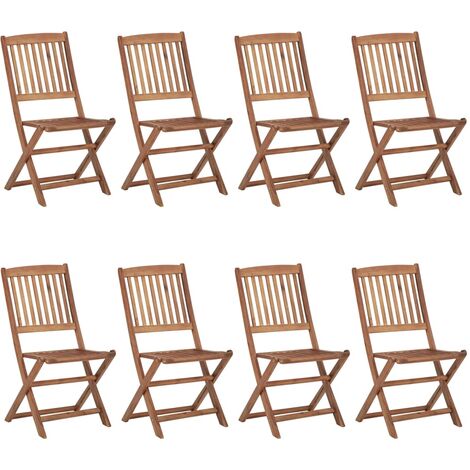 INLIFE Chaises pliables de jardin 8 pcs avec coussins Bois d'acacia (1/5)