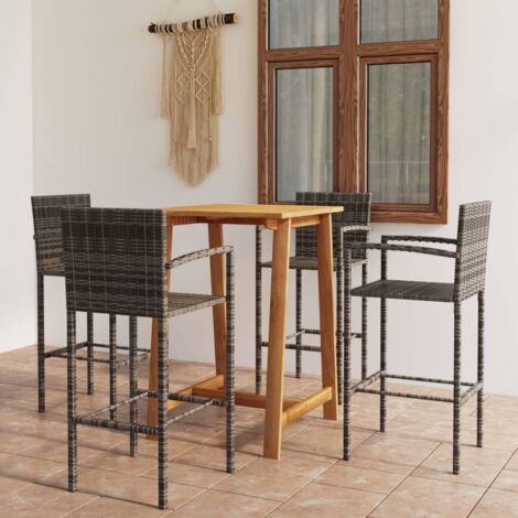 INLIFE Ensemble de bar de jardin 5 pcs Gris (1/5)