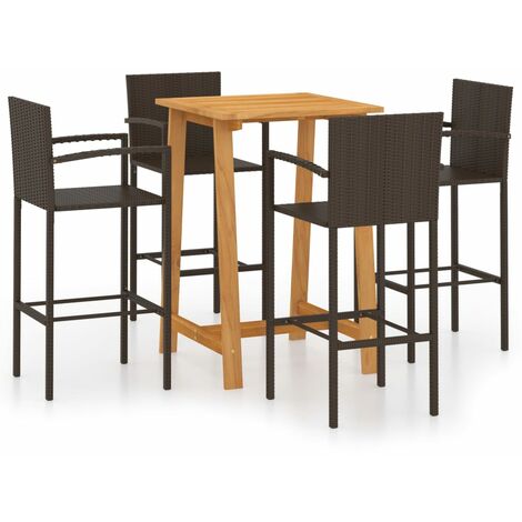 INLIFE Ensemble de bar de jardin 5 pcs Marron (1/5)
