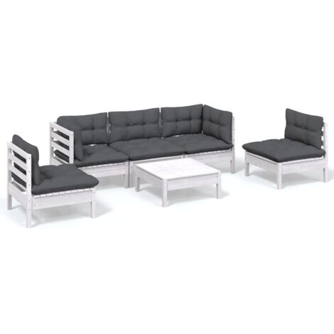 INLIFE Salon de jardin 6 pcs avec coussins Bois de pin massif (1/5)