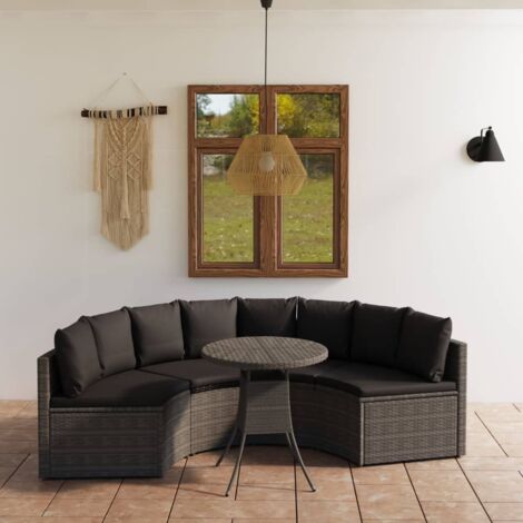 INLIFE Salon de jardin 5 pcs avec coussins Résine tressée Gris (1/5)