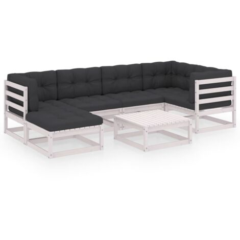 INLIFE Salon de jardin 7 pcs avec coussins Bois de pin massif (1/5)