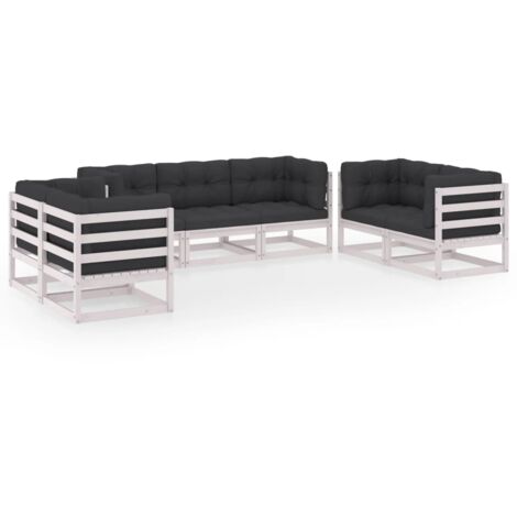 INLIFE Salon de jardin 7 pcs avec coussins Bois de pin massif (1/5)