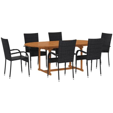 INLIFE Ensemble de salle à manger de jardin 7 pcs Résine tressée Noir (1/5)