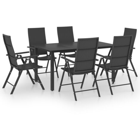 INLIFE Ensemble de salle à manger de jardin 7 pcs Noir (1/5)