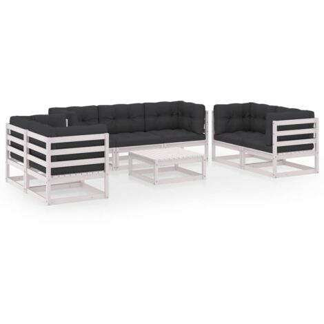 INLIFE Salon de jardin 8 pcs avec coussins Bois de pin massif (1/5)
