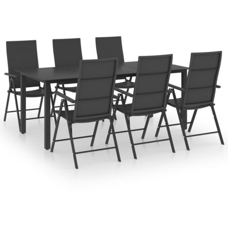 INLIFE Ensemble de salle à manger de jardin 7 pcs Noir (1/5)
